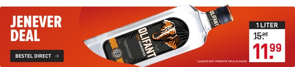 1 liter olifant jenever van &euro;15,99 nu voor &euro;11,99